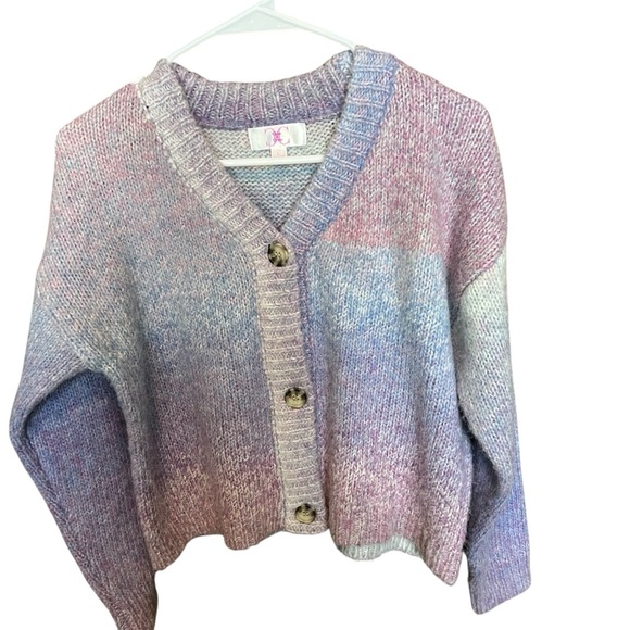 CHLOE + CYRUS GIRLS SIZE LARGE BUTTON FRONT CARDIGAN SWEATER PASTEL VERY… - Picture 1 of 6